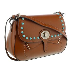 Tosca Blu Tan Small Western Inspired Beaded  Boho Bag